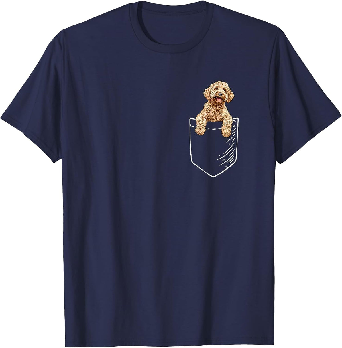 Mens Womens Funny Pocket Kids Goldendoodle Doodle Lover T-Shirt - Navy Blue