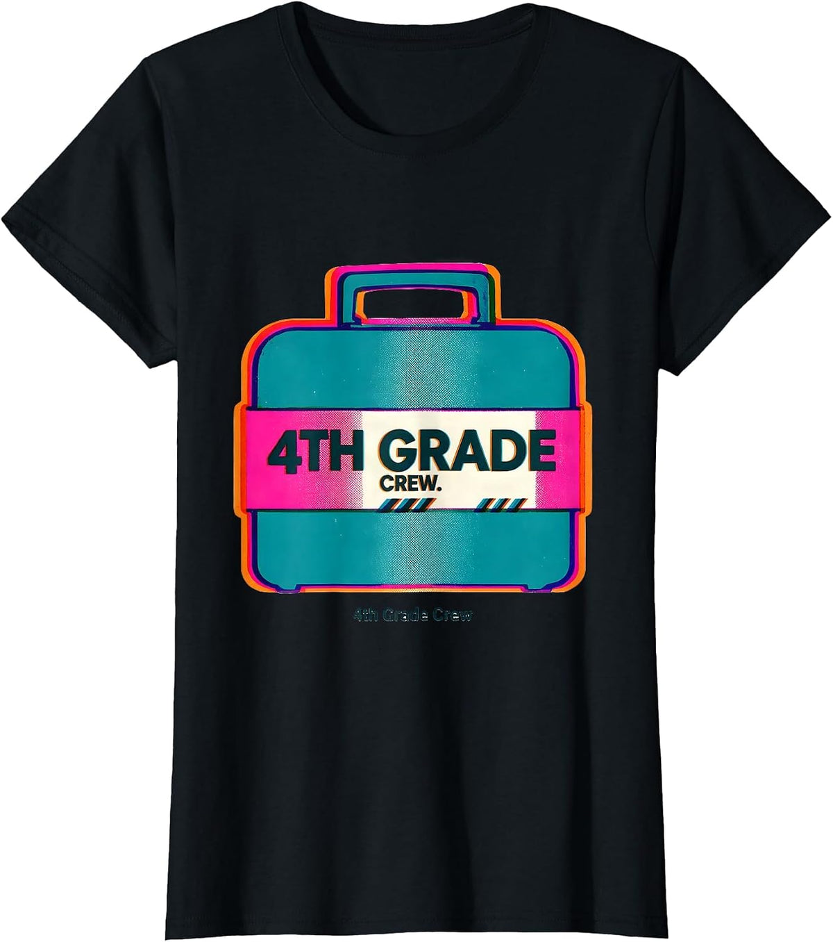 Women's 4th Grade Crew Retro Grade-Level Teacher Back To School Team T-Shirt - Black