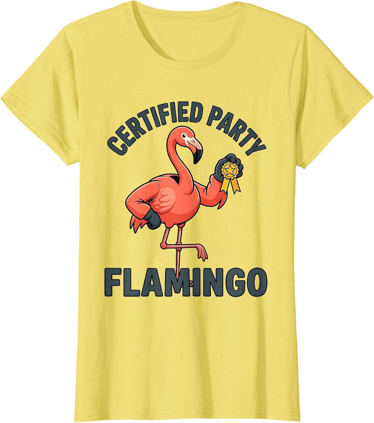 Certified Party Flamingo Funny Animal Lover Halloween T-Shirt - Lemon Yellow