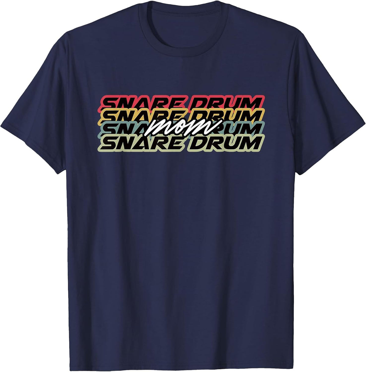 Snare Drum Mom Player Retro Vintage Style 70s 80s 90s T-Shirt - Navy Blue