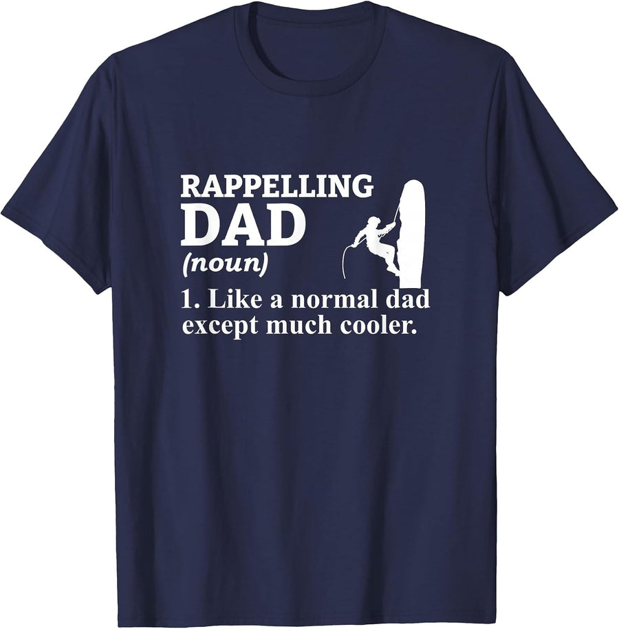 Rappelling Dad Canyoneering Rope Climbing T-Shirt - Navy Blue