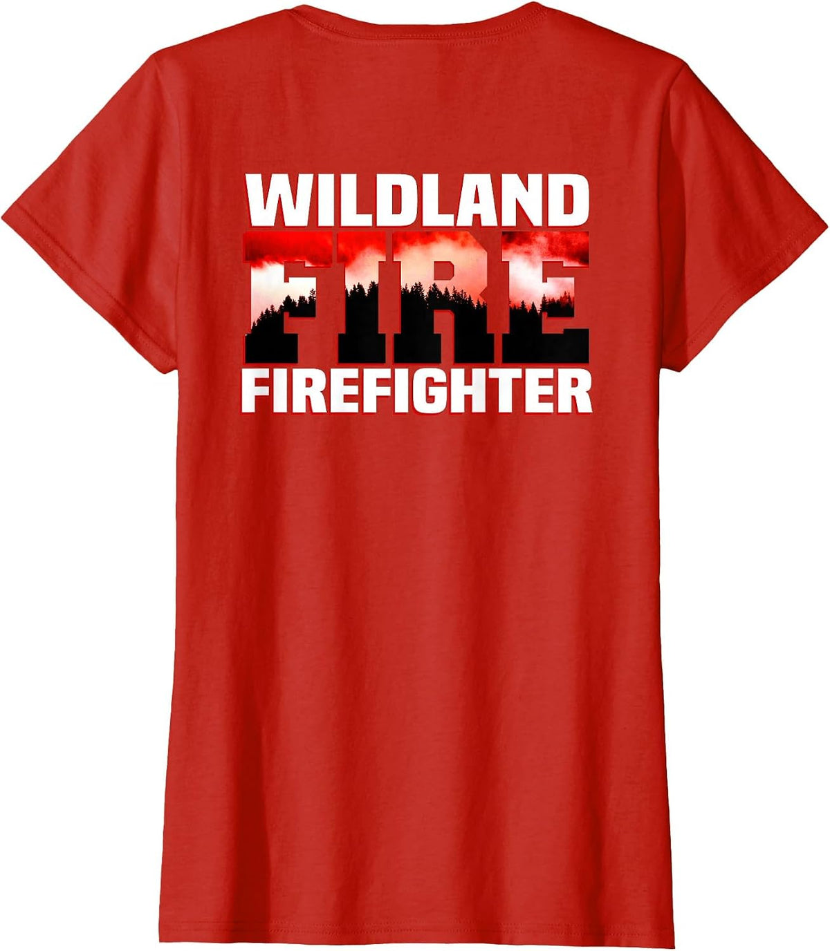 Wildland Fire Rescue Department Firefighters Firemen Uniform T-Shirt - Red