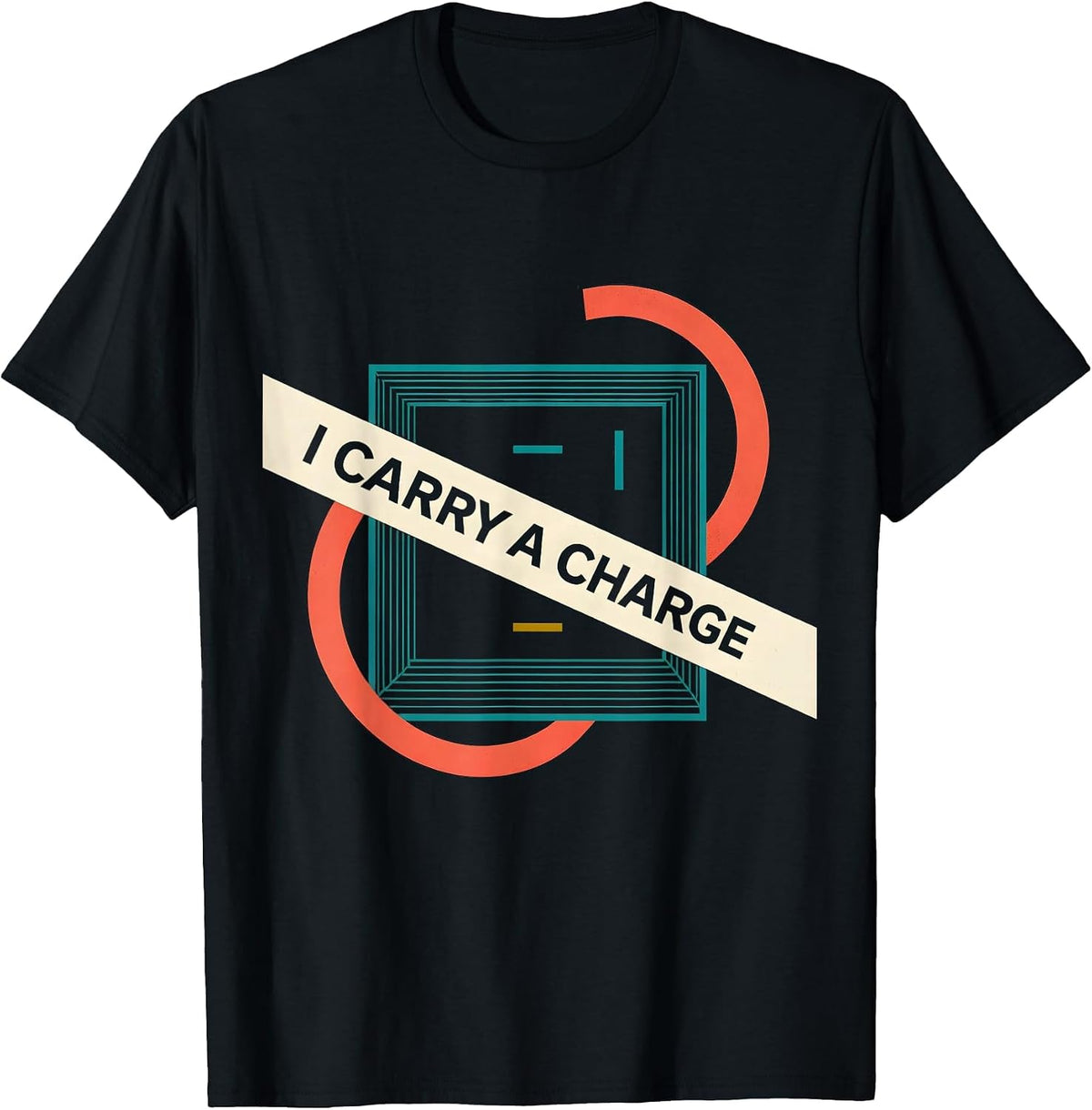 Men's I Carry A Charge Midcentury Modern Chemistry Teacher Science T-Shirt - Black