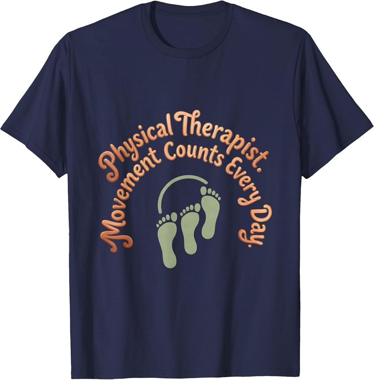 Physical Therapist. Movement Counts Every Day Groovy T-Shirt - Navy Blue