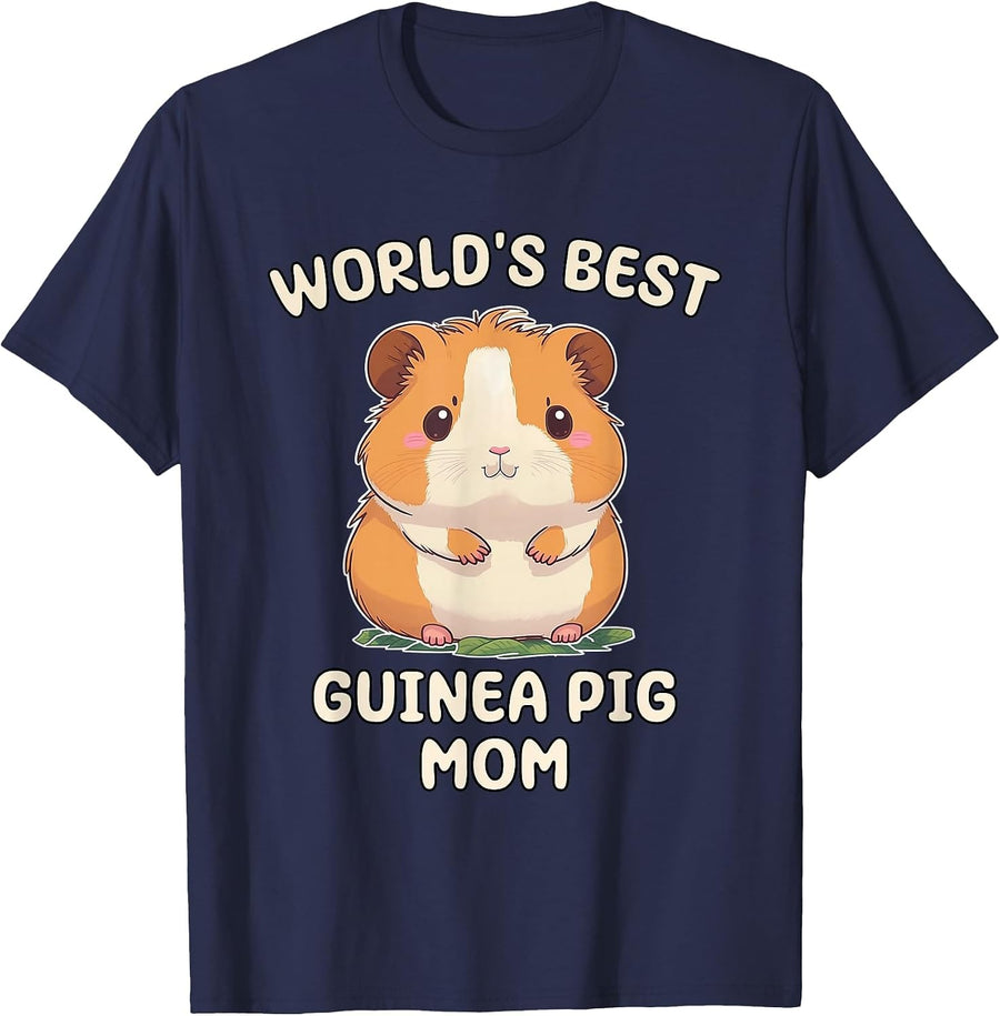 Funny World's Best Guinea Pig Mom Mama T-Shirt - Navy Blue