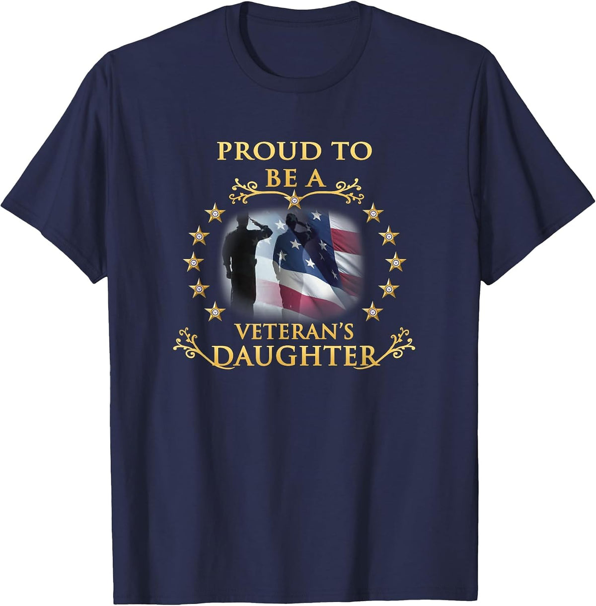Proud Veteran Daughter Thank You Veterans T-Shirt - Navy Blue