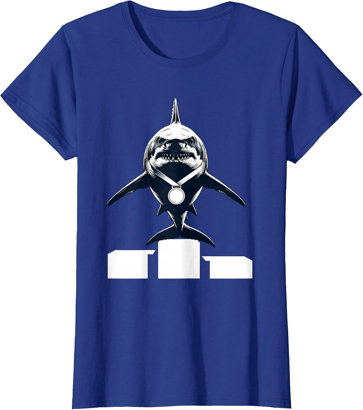 Women's Daddy Shark Number One Dad Podium Graphic T-Shirt - Royal Blue