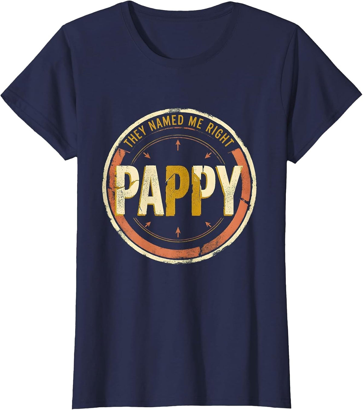 Women's They Named Me Right: Pappy Vintage Grandfather Funny Family T-Shirt - Navy Blue