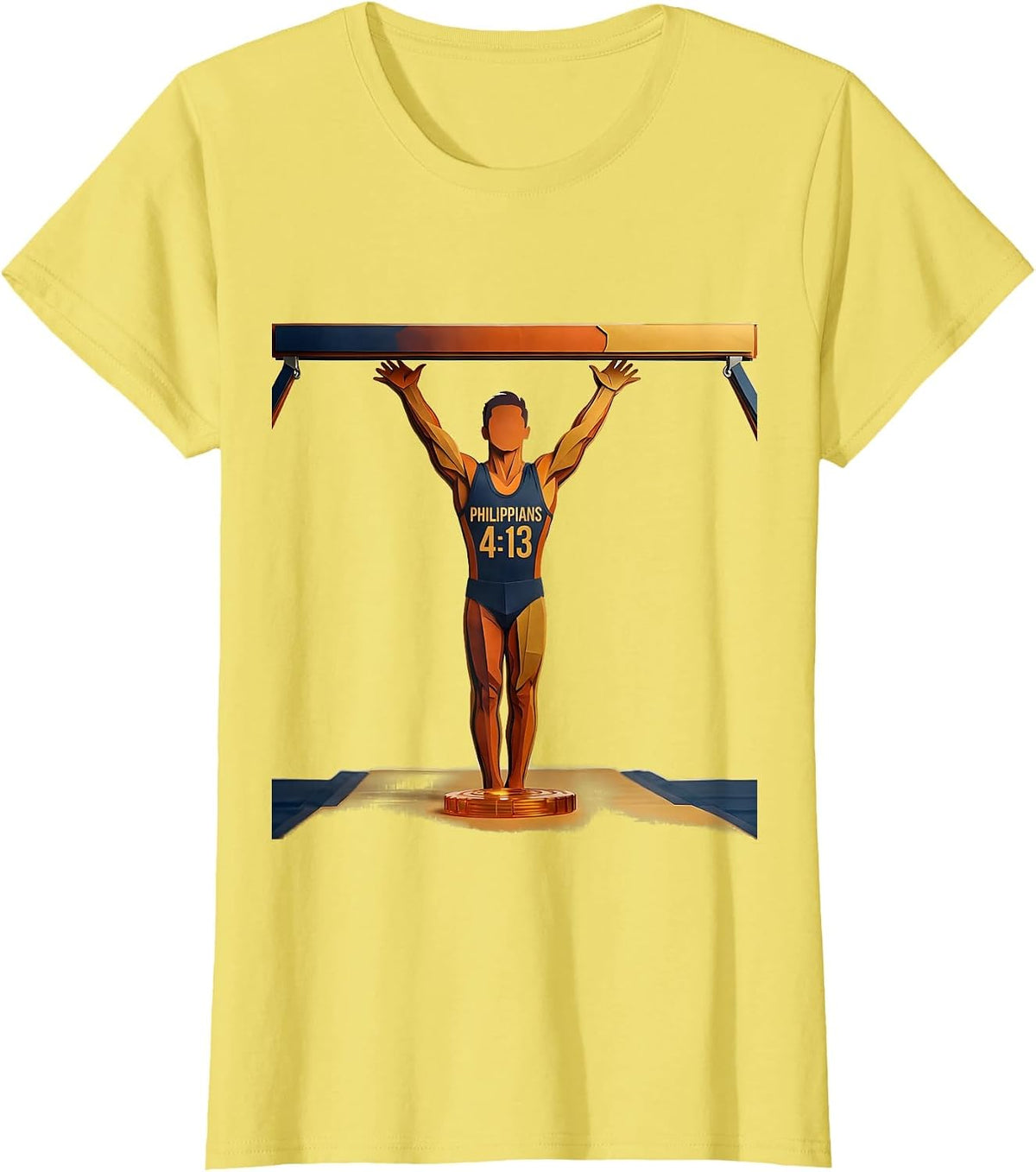 Women's Philippians 4:13 Religious Gymnastics Faith Strength Graphic T-Shirt - Lemon Yellow