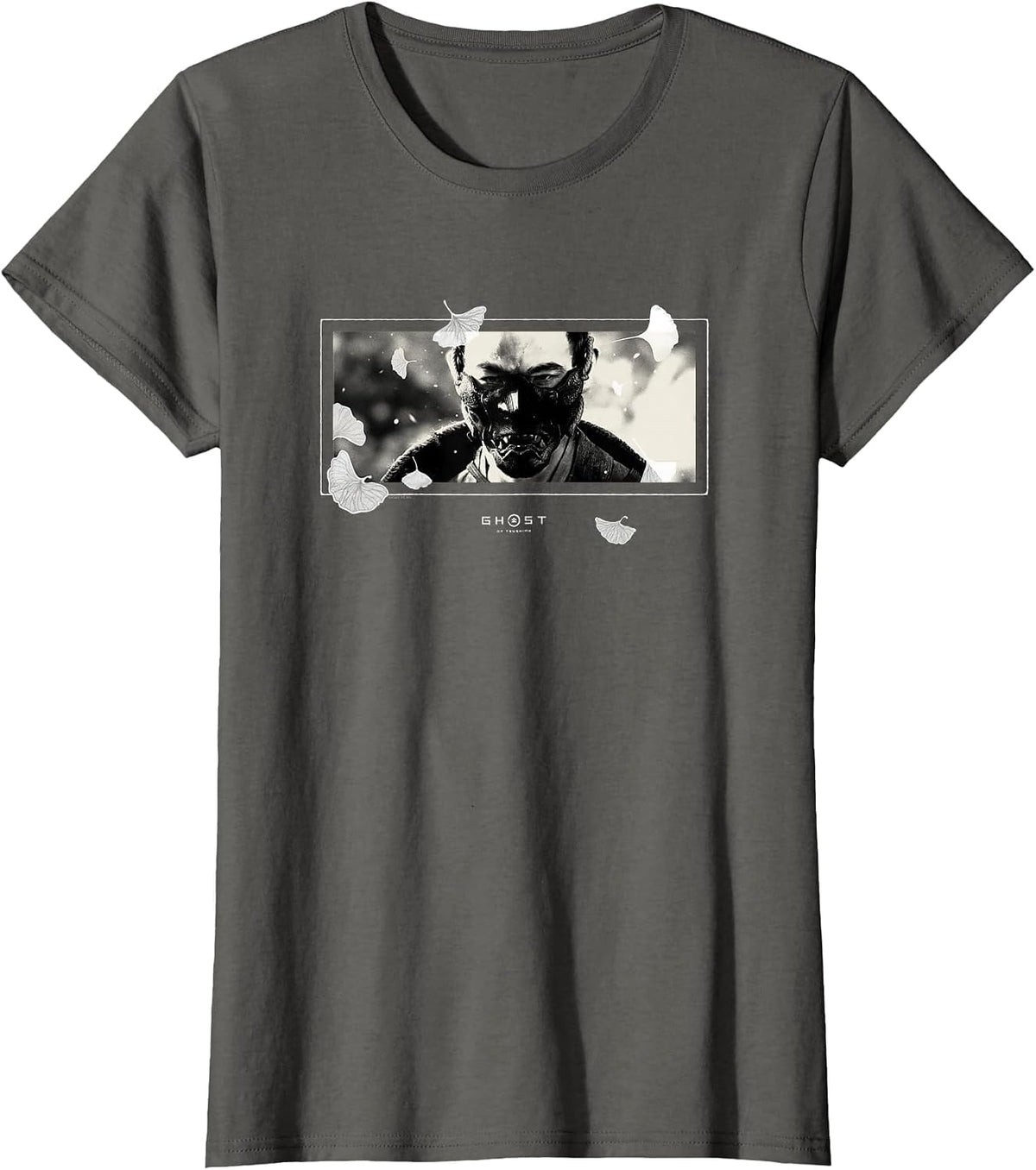 Ghost of Tsushima White Falling Leaves T-Shirt - Asphalt Grey