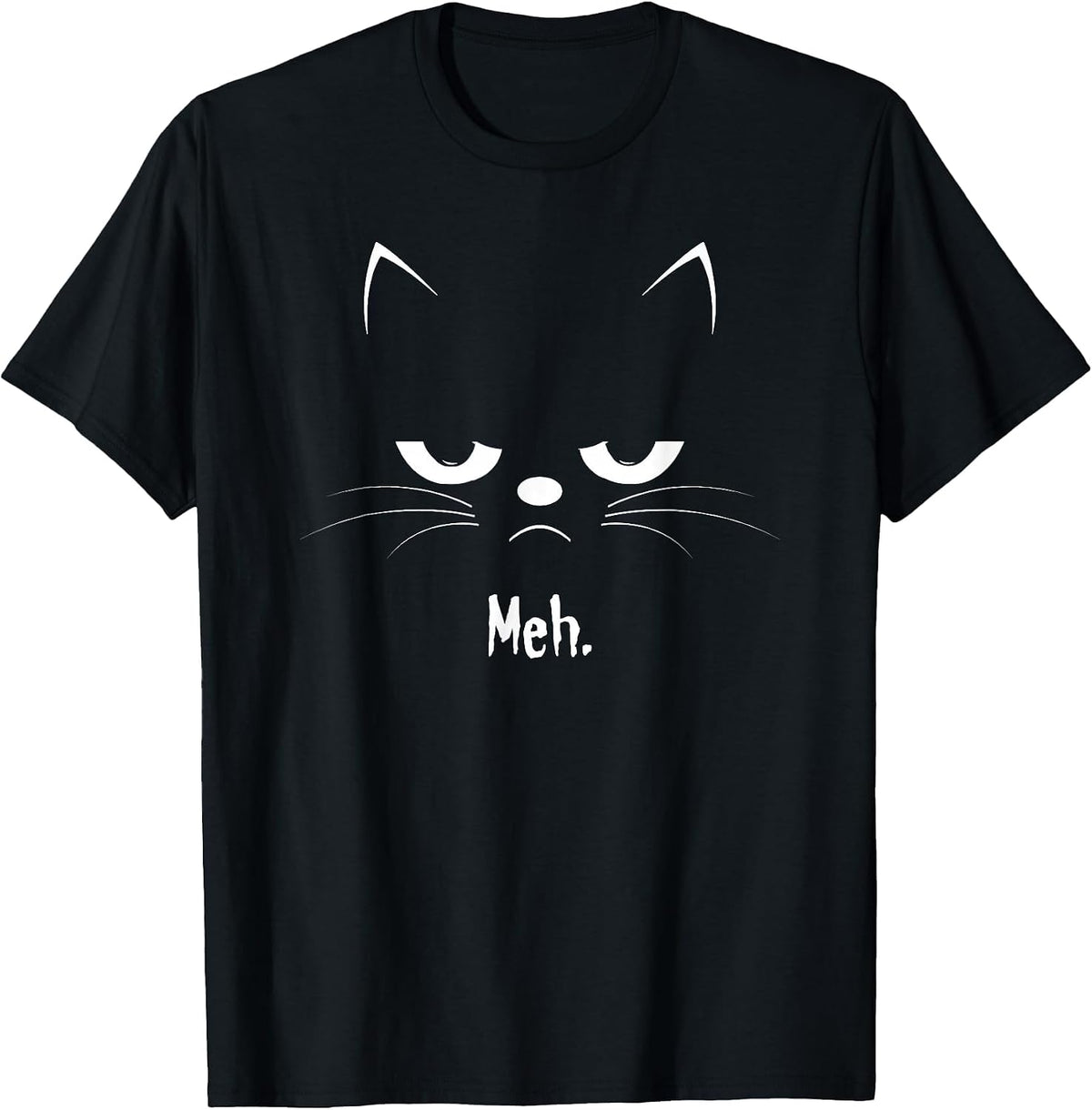 Sarcastic Funny Angry Cat Meh Halloween Costume T-Shirt - Black