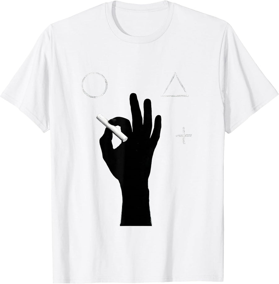 Men's Math Teacher Chalkboard Hand Drawing Illustration T-Shirt - White