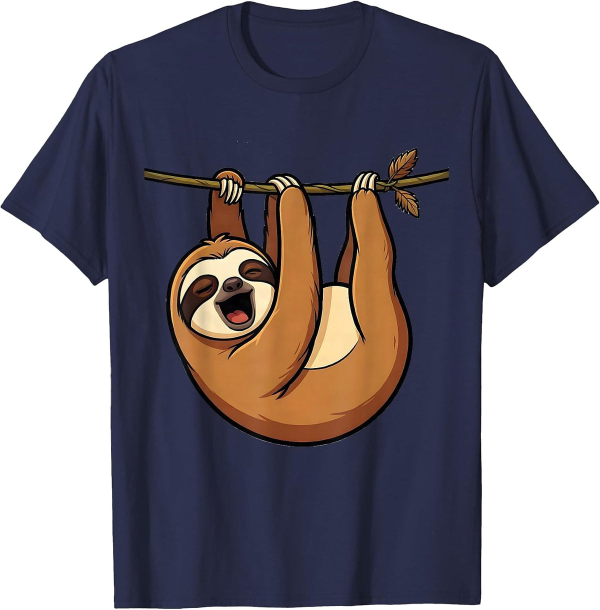 Rounded Sloth Cartoon Funny Sloth Lover Gift T-Shirt - Navy Blue