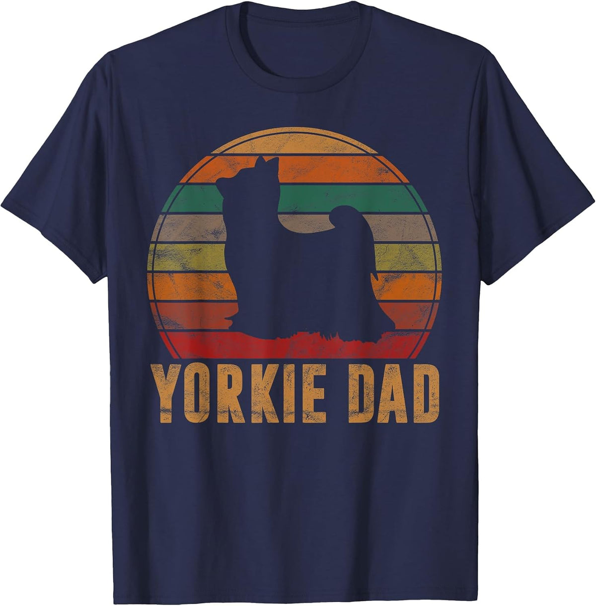 Retro Yorkshire Terrier Dad Dog Owner Pet Yorkie Father T-Shirt - Navy Blue