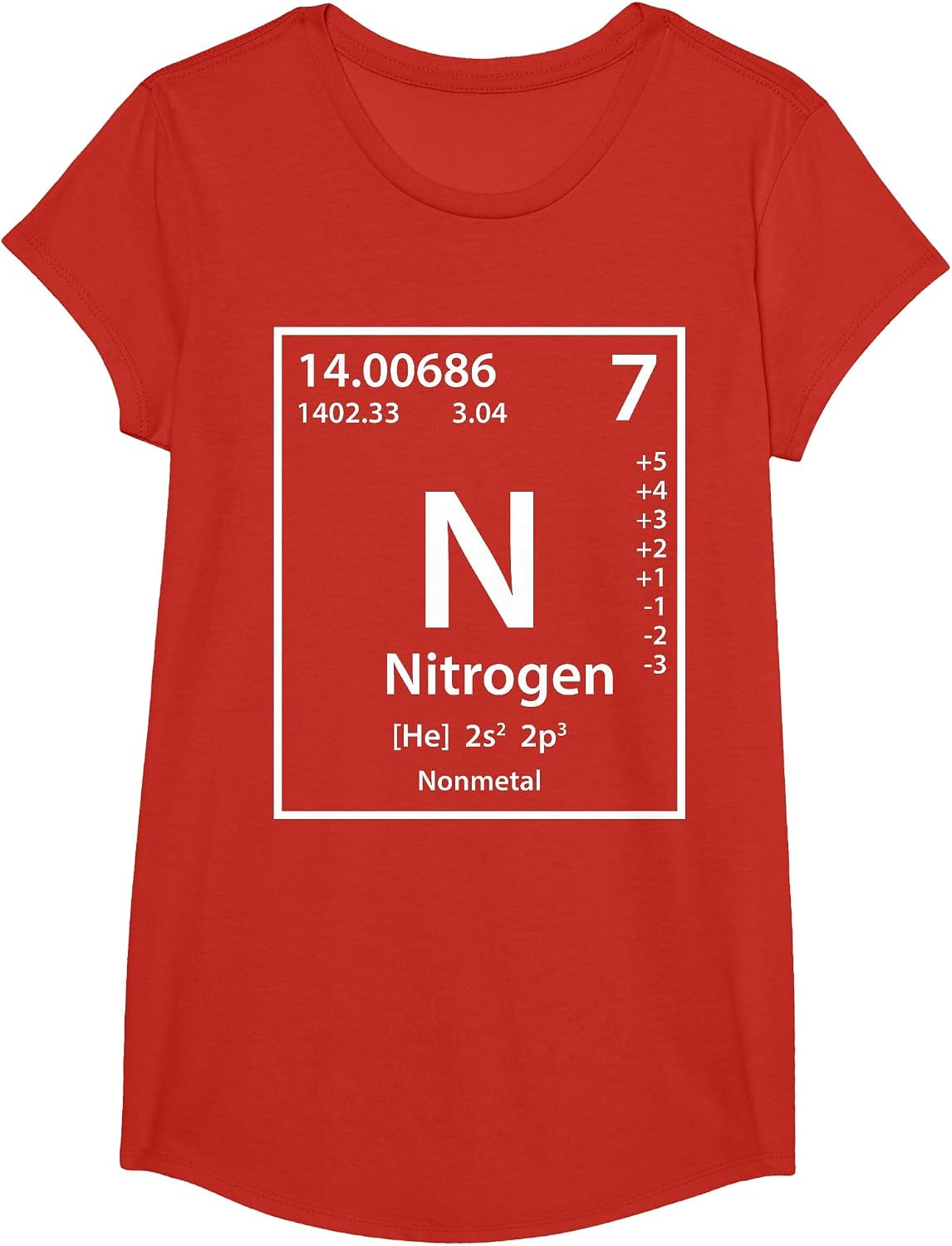 Nitrogen Element (White) T-Shirt - Girls Red
