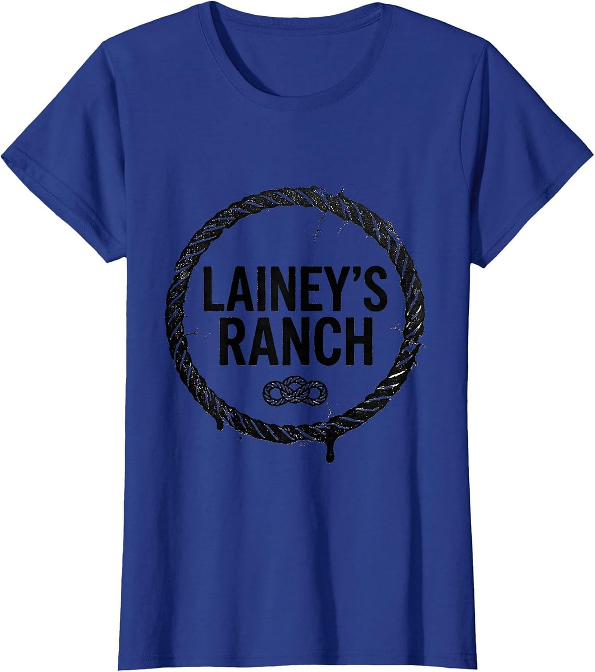 Women's Lainey's Ranch Rubber Stamp Personalized Name Western T-Shirt - Royal Blue