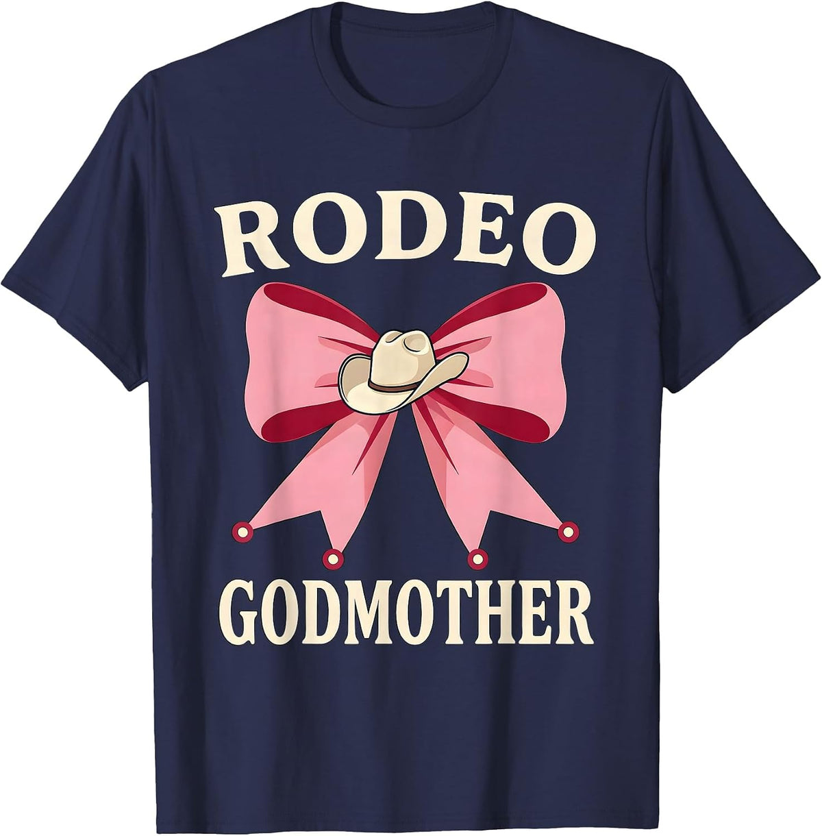 Rodeo Godmother Coquette Cowgirl Birthday Party Family T-Shirt - Navy Blue