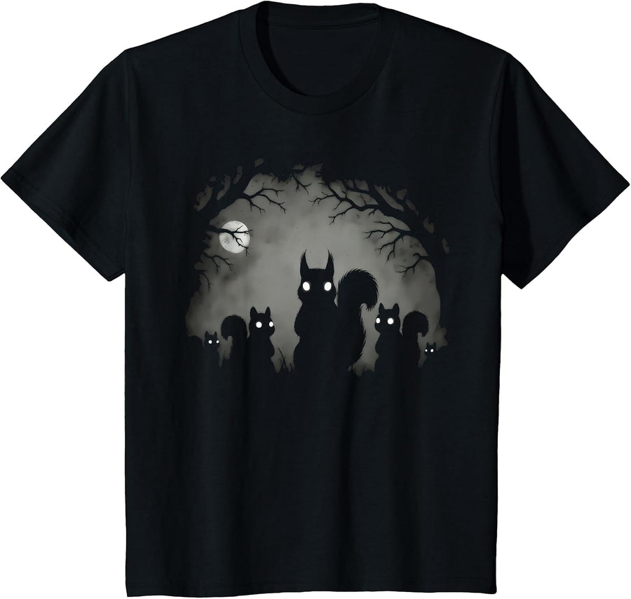 Creepy Gothic Squirrel Halloween Horror Grunge Goth Squirrel T-Shirt - Black