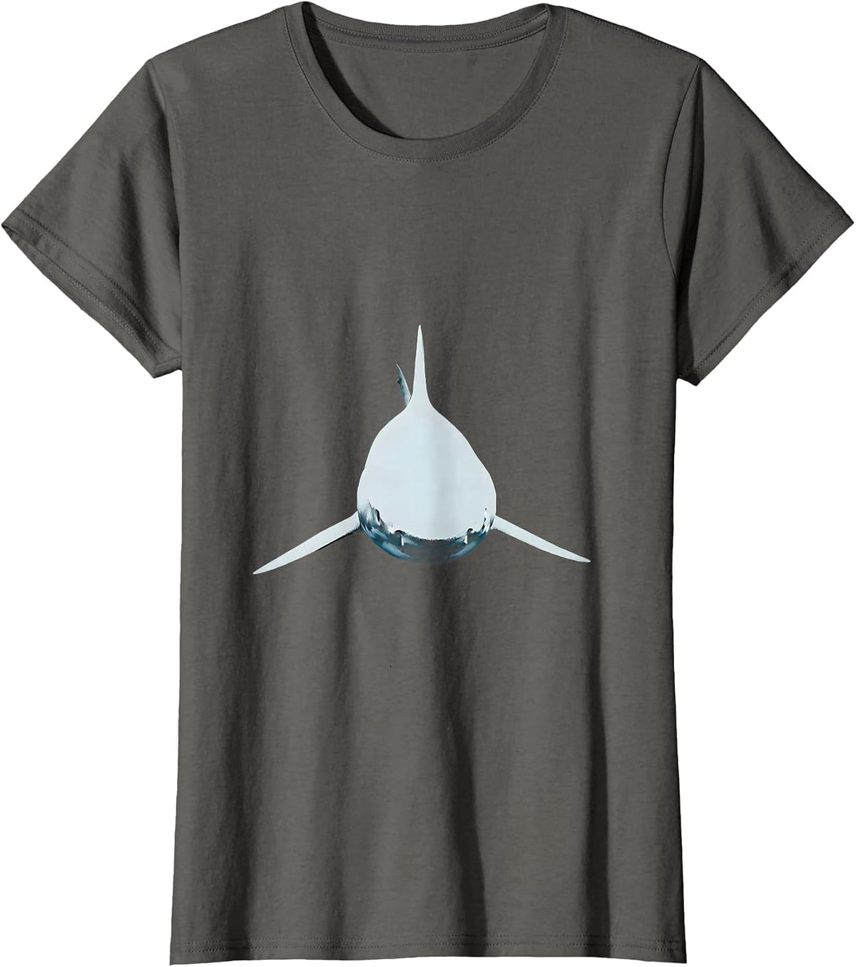 Women's Shark Cutting Through Dark Ocean Waters T-Shirt - Asphalt Grey