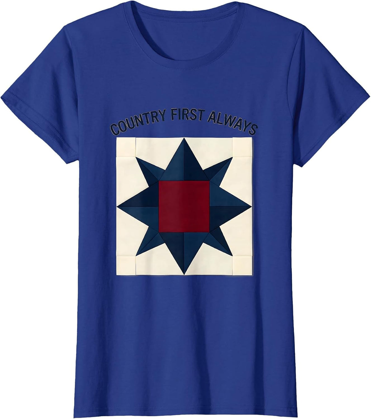 Women's Country First Always Conservative Patriot Design T-Shirt - Royal Blue