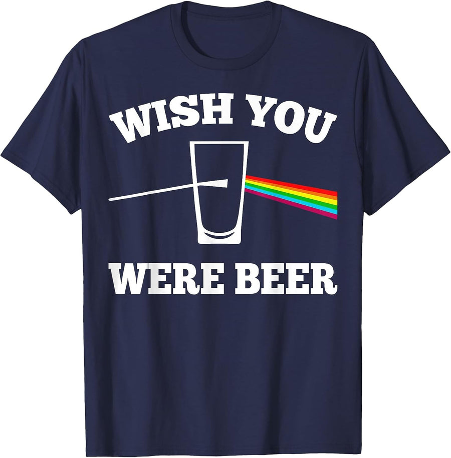 Wish You were Beer Tshirt T-Shirt - Navy Blue