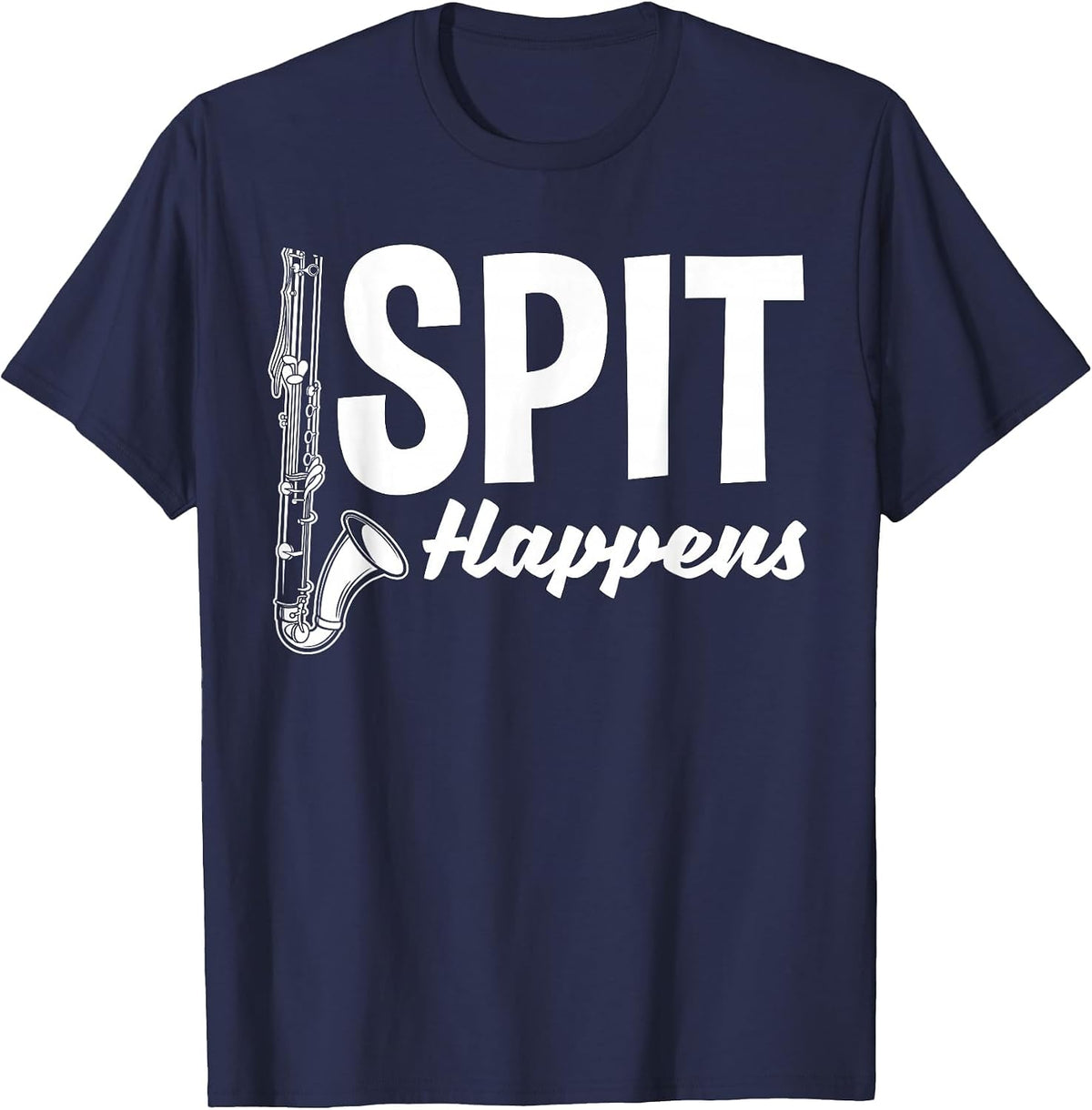 Bass Clarinet Player Clarinetist Spit Happens T-Shirt - Navy Blue