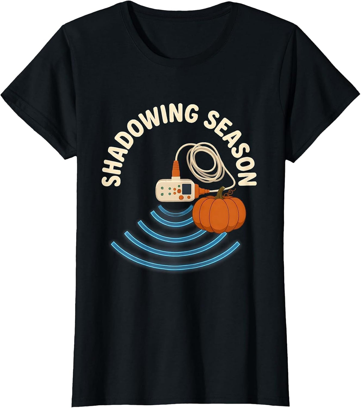 Shadowing Season Flat Vector Sonographer Halloween Workplace T-Shirt - Black