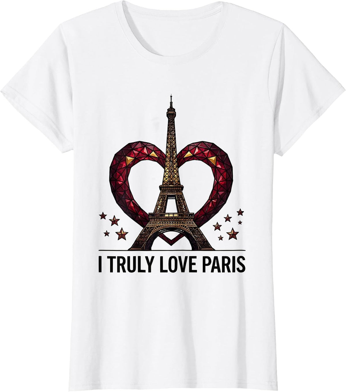 I Truly Love Paris Stained Glass Eiffel Tower Travel T-Shirt - White