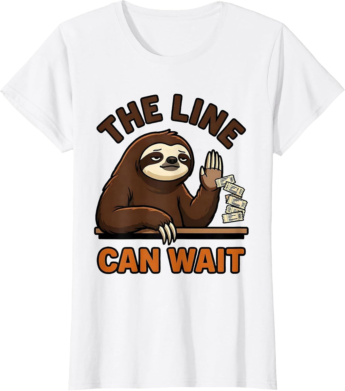 The Line Can Wait Funny Sloth Humor Gift for Sloth Lovers T-Shirt - White