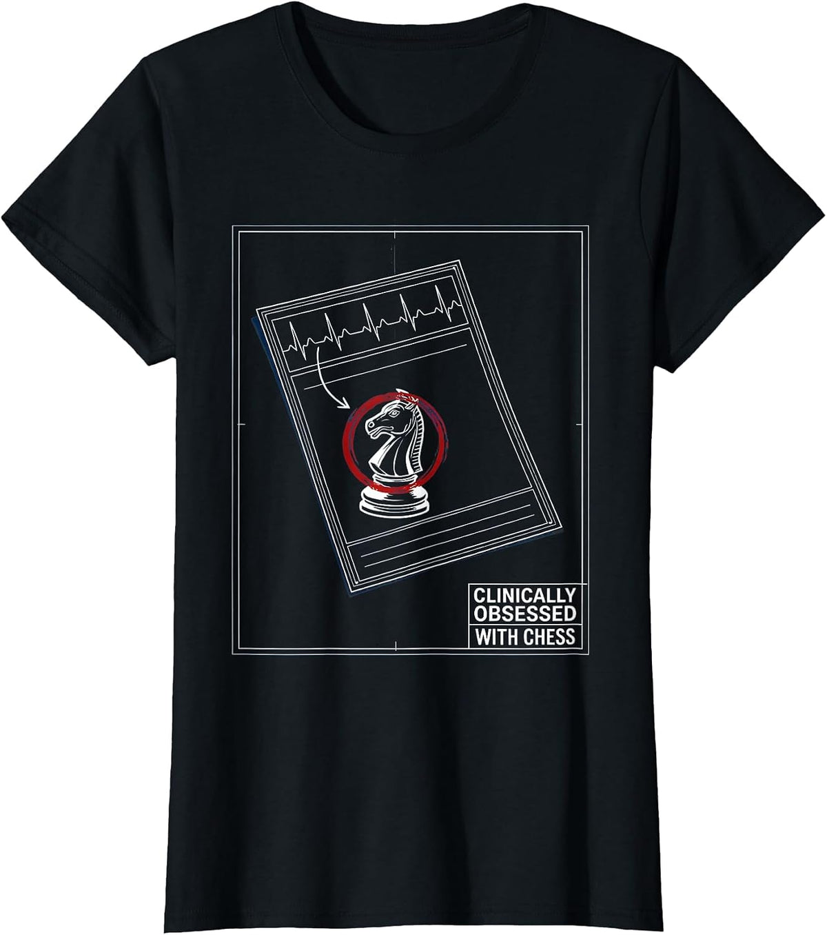 Clinically Obsessed With Chess Blueprint Chess Lover T-Shirt - Black