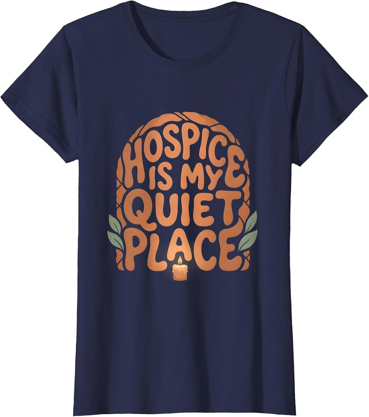 Women's Hospice Is My Quiet Place Boho Nurse Appreciation Gift T-Shirt - Navy Blue