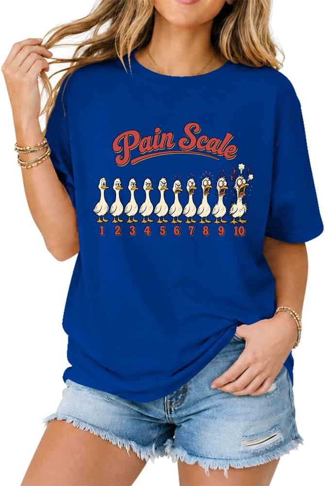 Pain Scale Shirt Women Funny Nurse Goose T-Shirt - Royal Blue-rn
