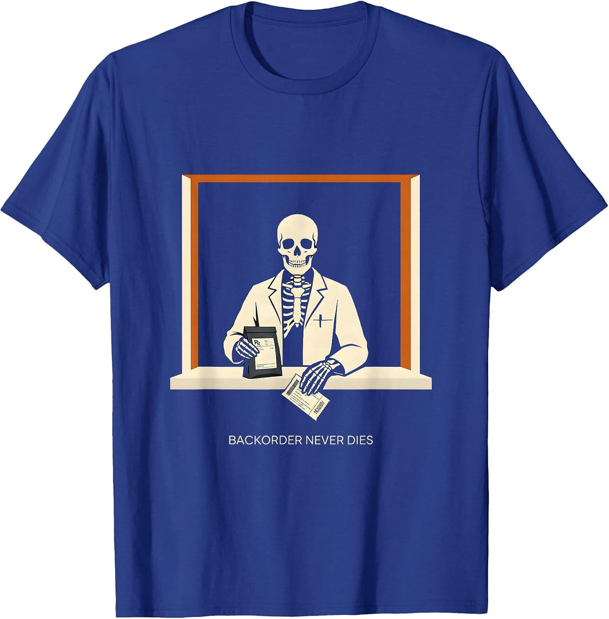 Backorder Never Dies Funny Pharmacy Technician Halloween T-Shirt - Royal Blue