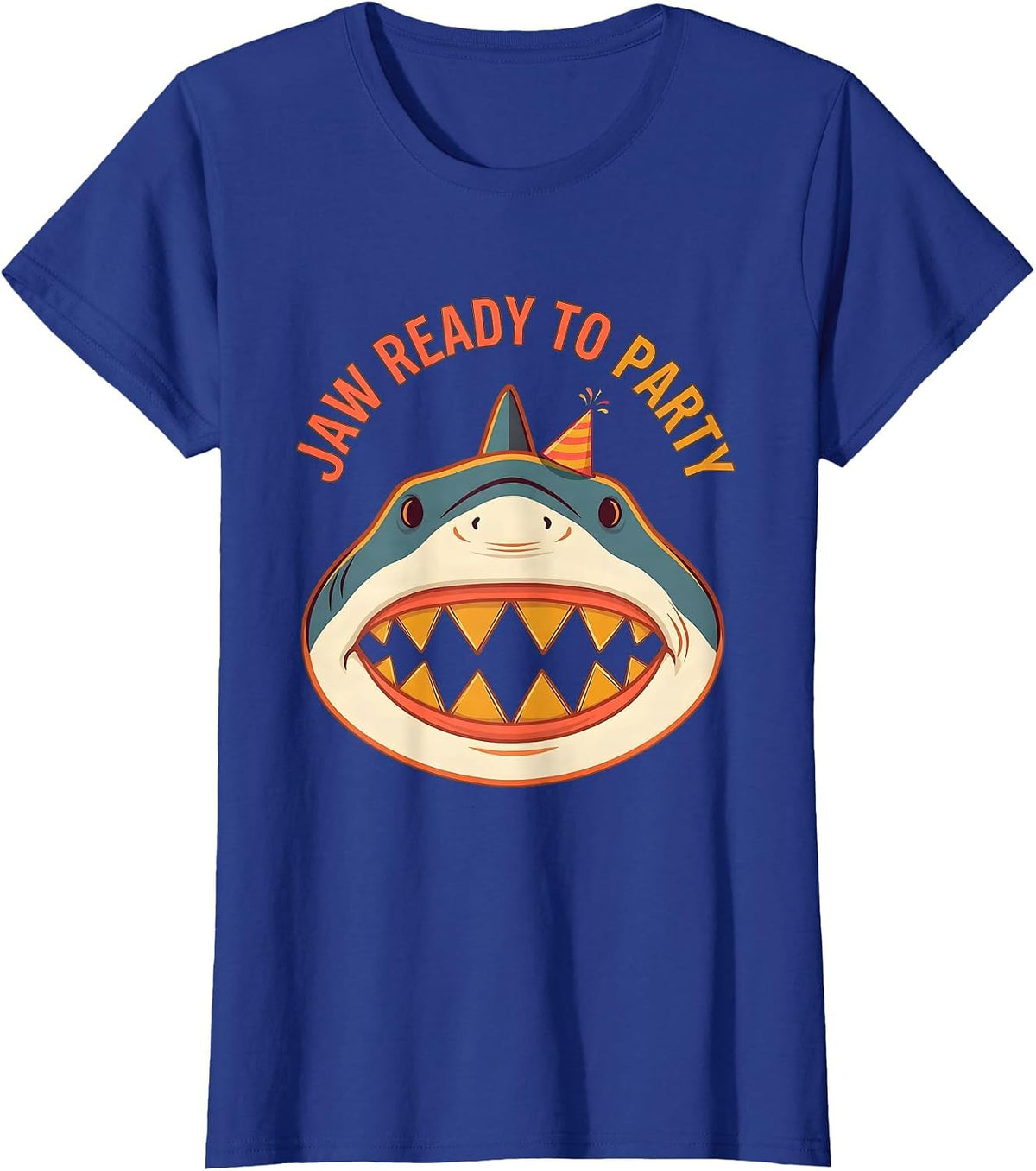Women's Jaw Ready To Party Funny Shark Lover Wildlife Humor T-Shirt - Royal Blue