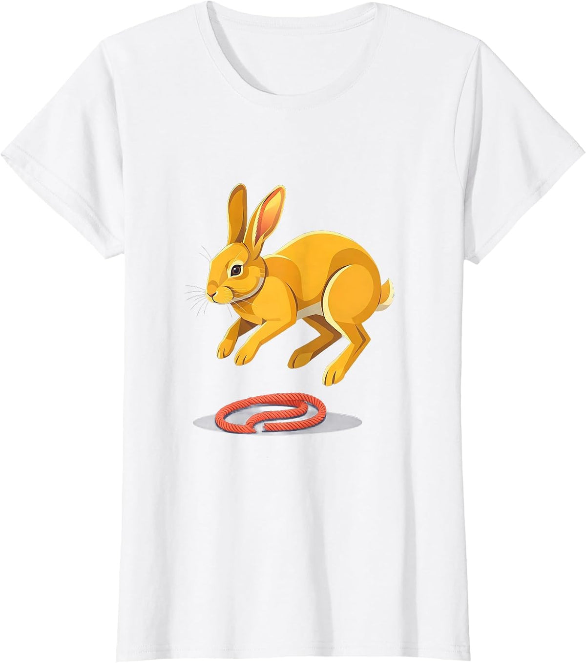 Women's Bunny Hop Flat Vector Rabbit Lover Gift T-Shirt - White