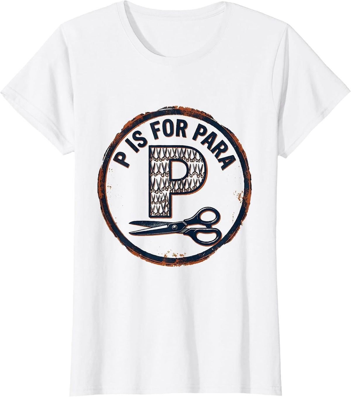 Women's P Is For Para Rubber Stamp Teacher Back To School T-Shirt - White
