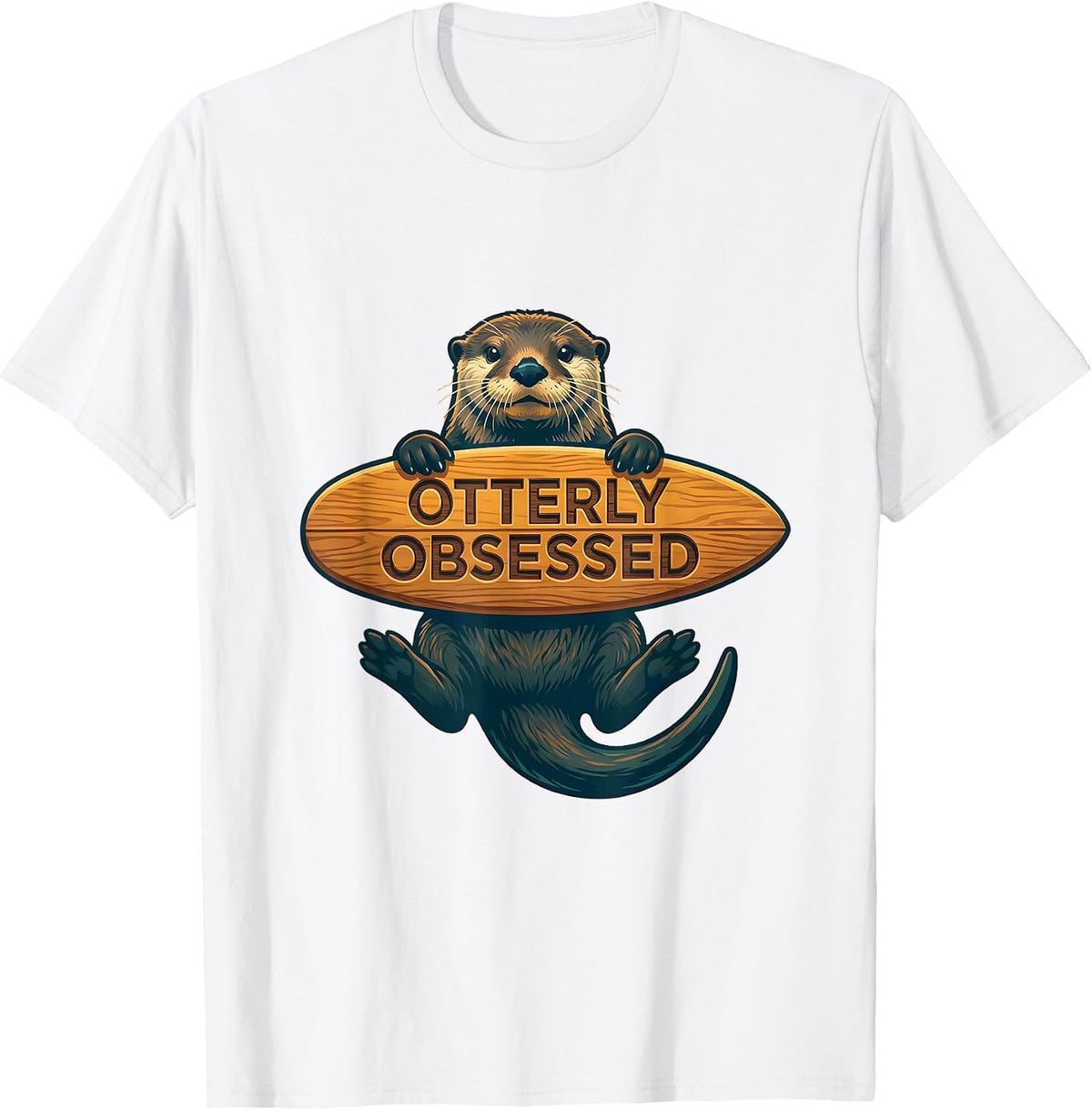 Men's Otterly Obsessed Sea Otter Lover Design T-Shirt - White