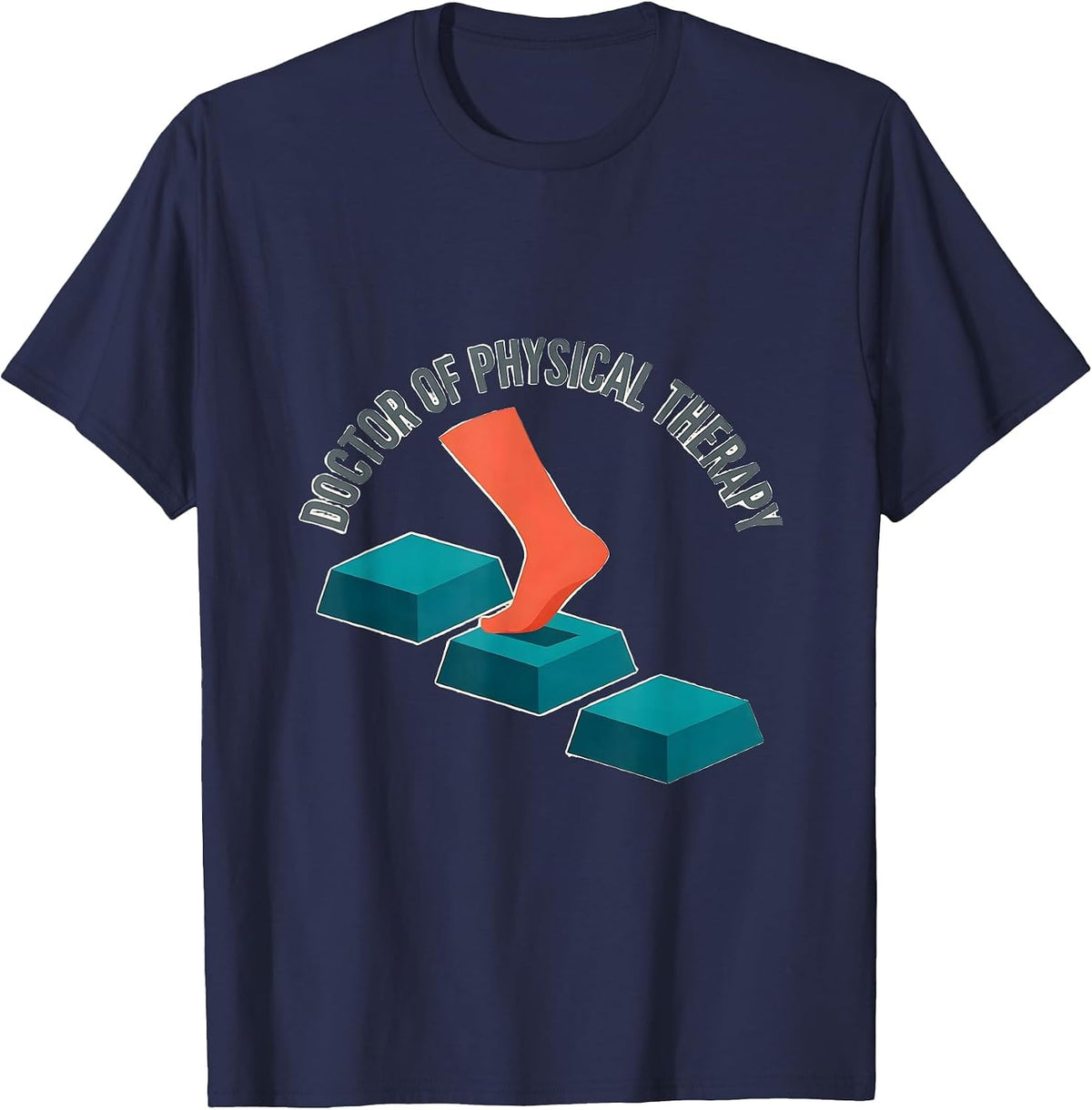 Doctor of Physical Therapy Flat Vector Physical Therapist PT T-Shirt - Navy Blue