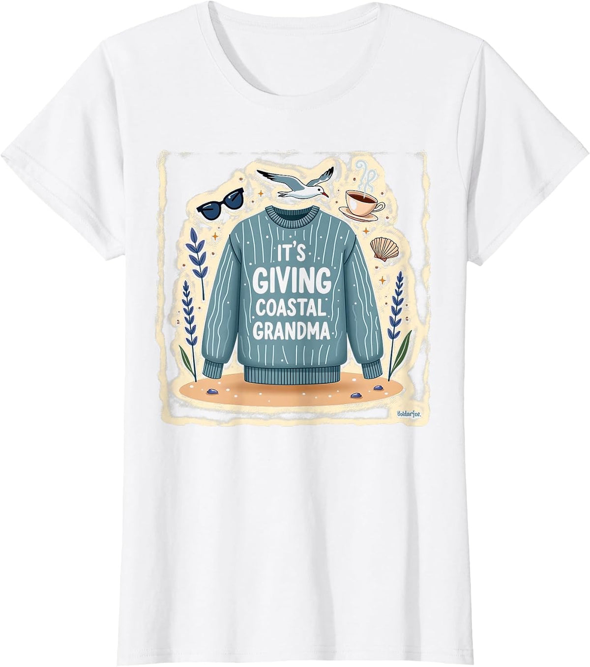 It's Giving Coastal Grandma Sweater Beach Theme T-Shirt - White