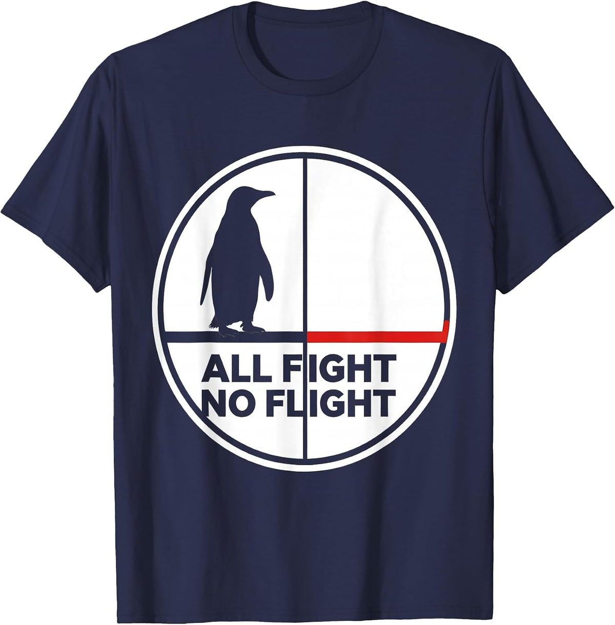 All Fight No Flight Funny Penguin Martial Arts Humor T-Shirt - Navy Blue