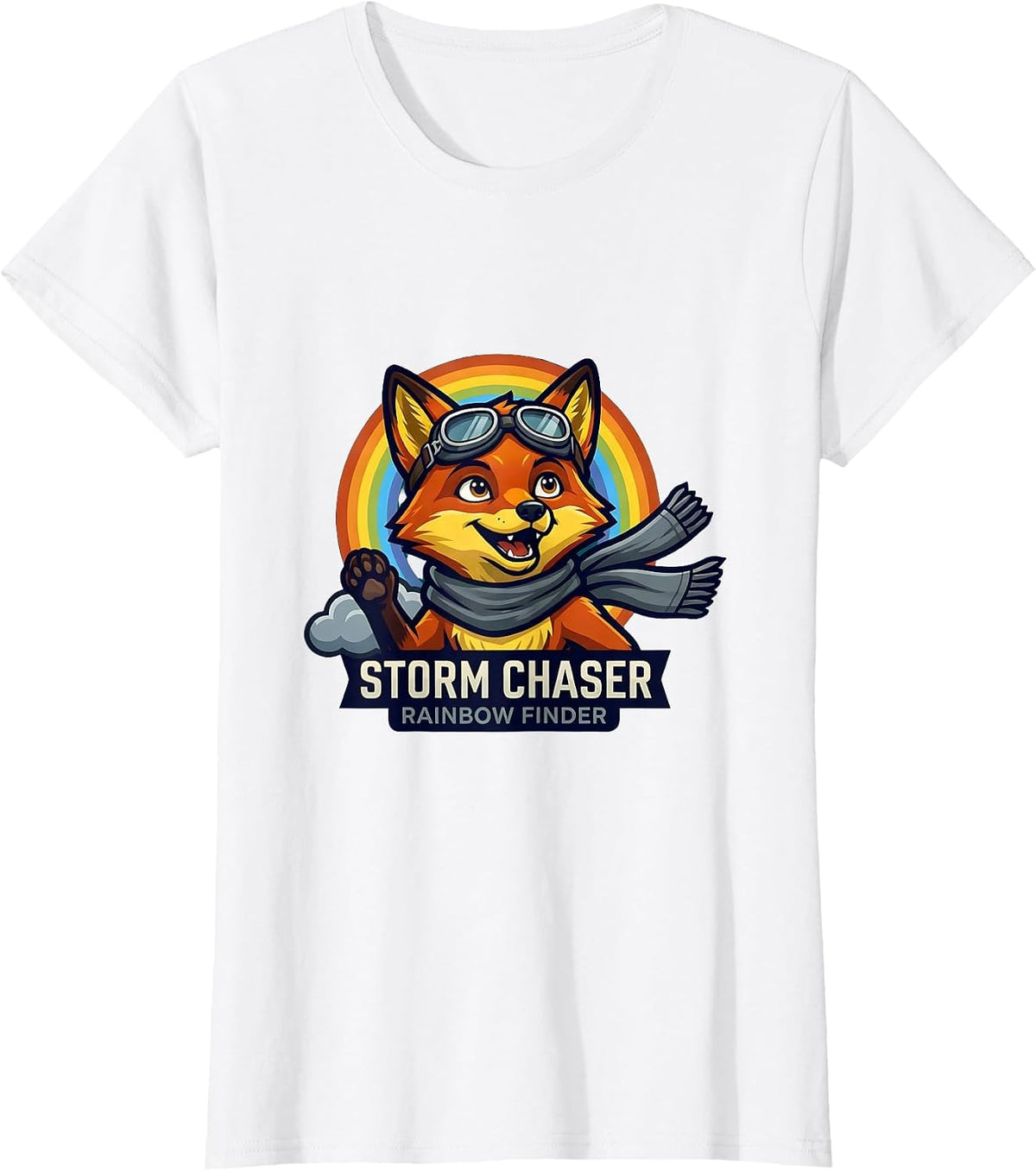 Women's Storm Chaser Rainbow Finder Colorful Design T-Shirt - White