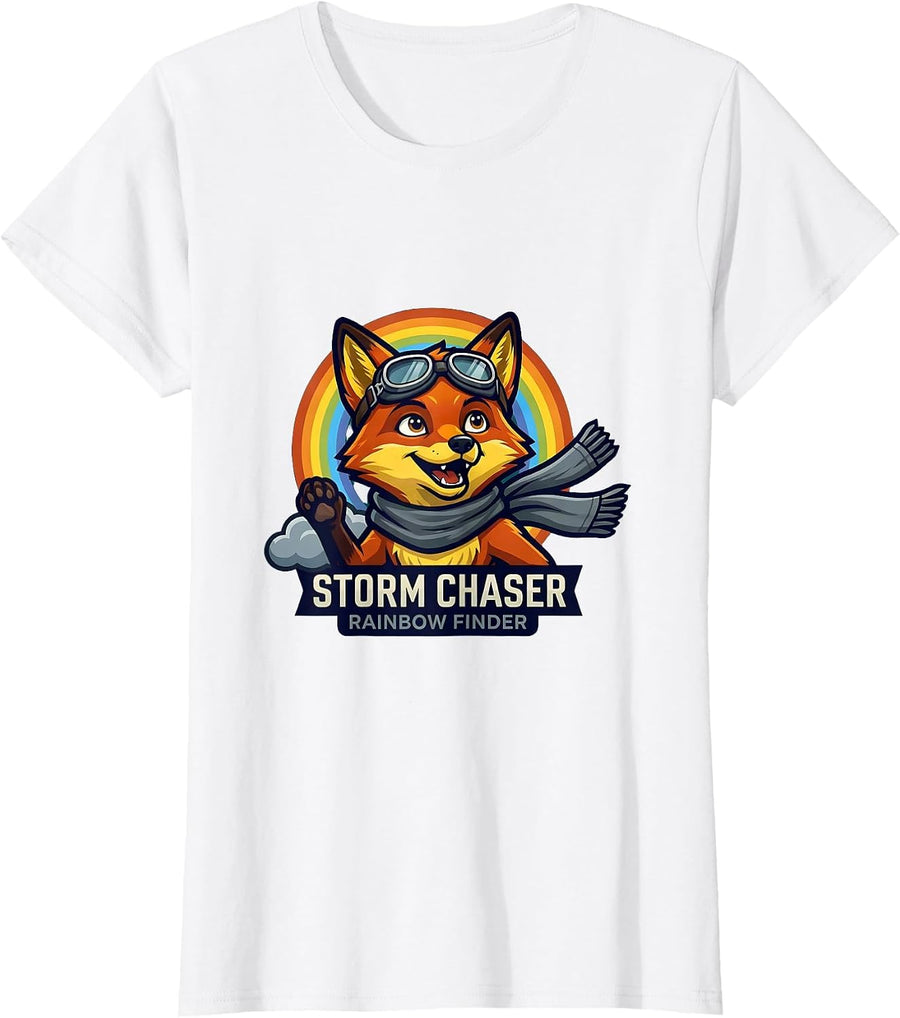 Women's Storm Chaser Rainbow Finder Colorful Design T-Shirt - White