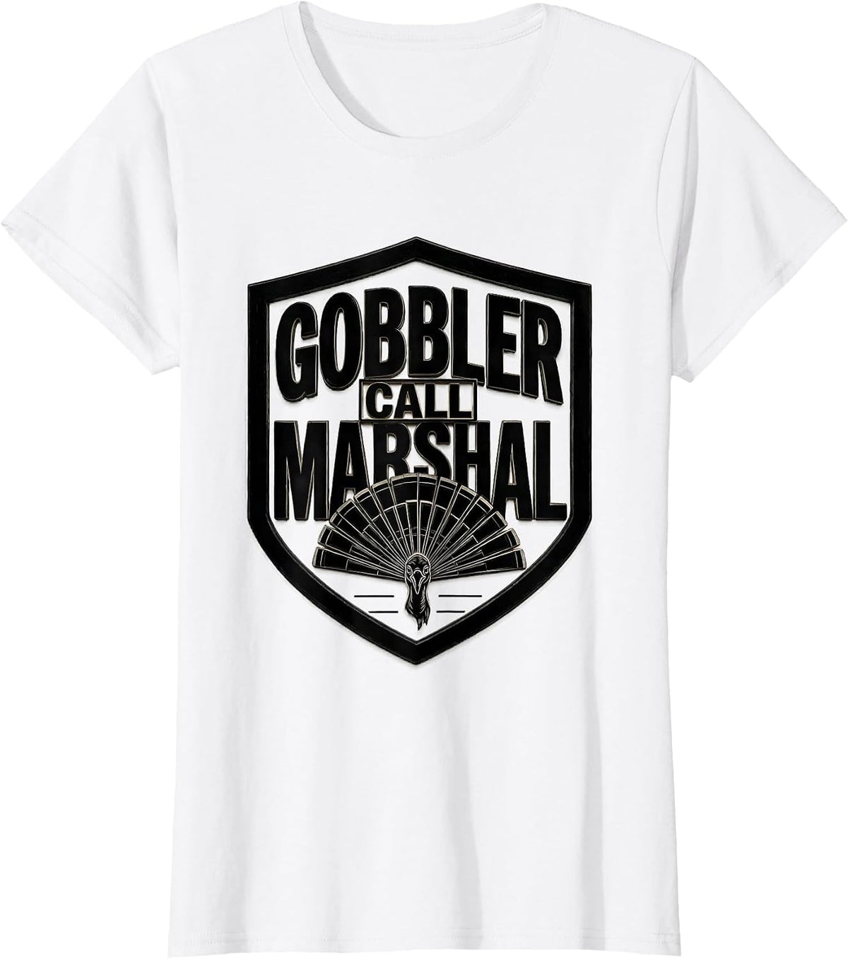 Gobbler Call Marshal Wood Type Letterpress Turkey Hunting T-Shirt - White