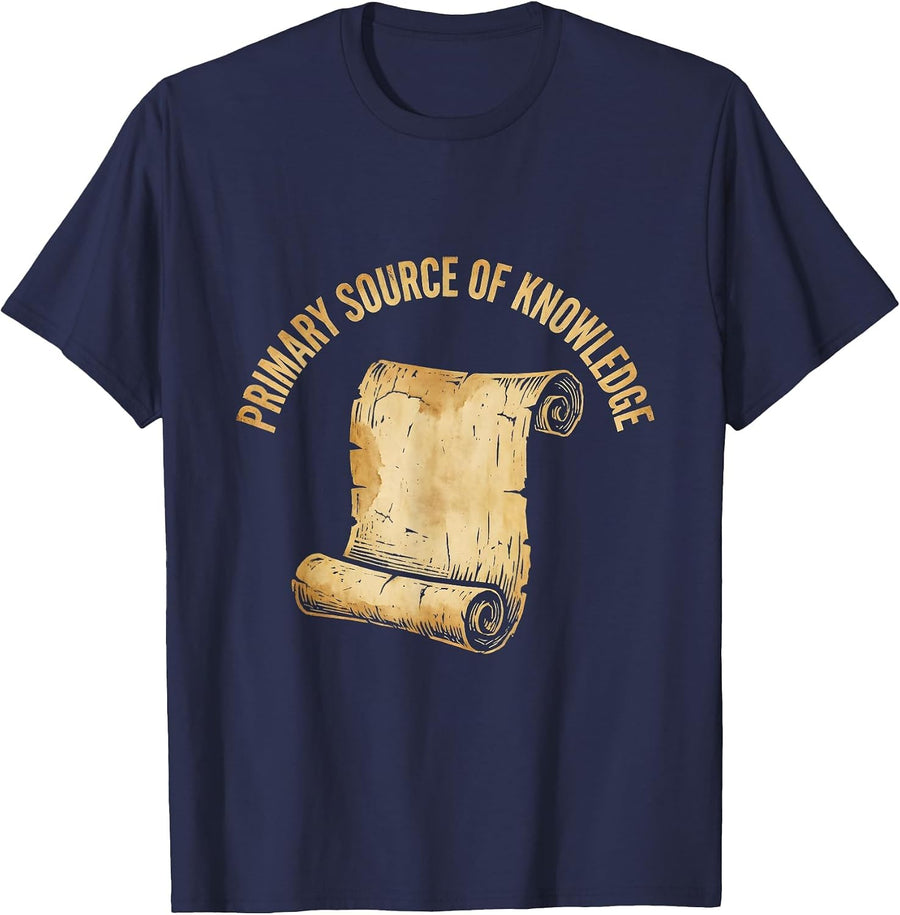 History Teacher Primary Source of Knowledge Design T-Shirt - Navy Blue