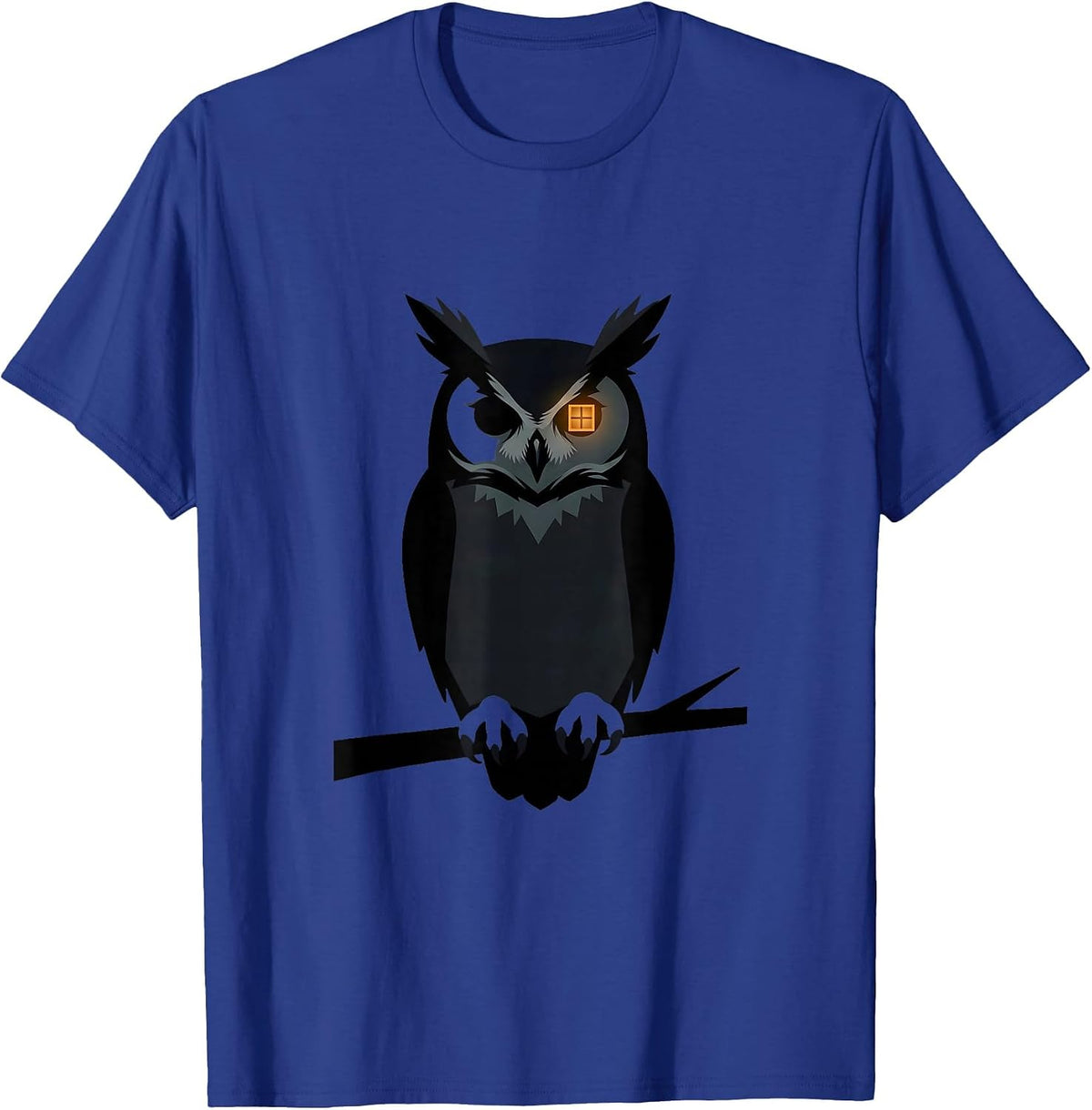 Men's Great Horned Owl Silhouette Vintage Bird Lover T-Shirt - Royal Blue