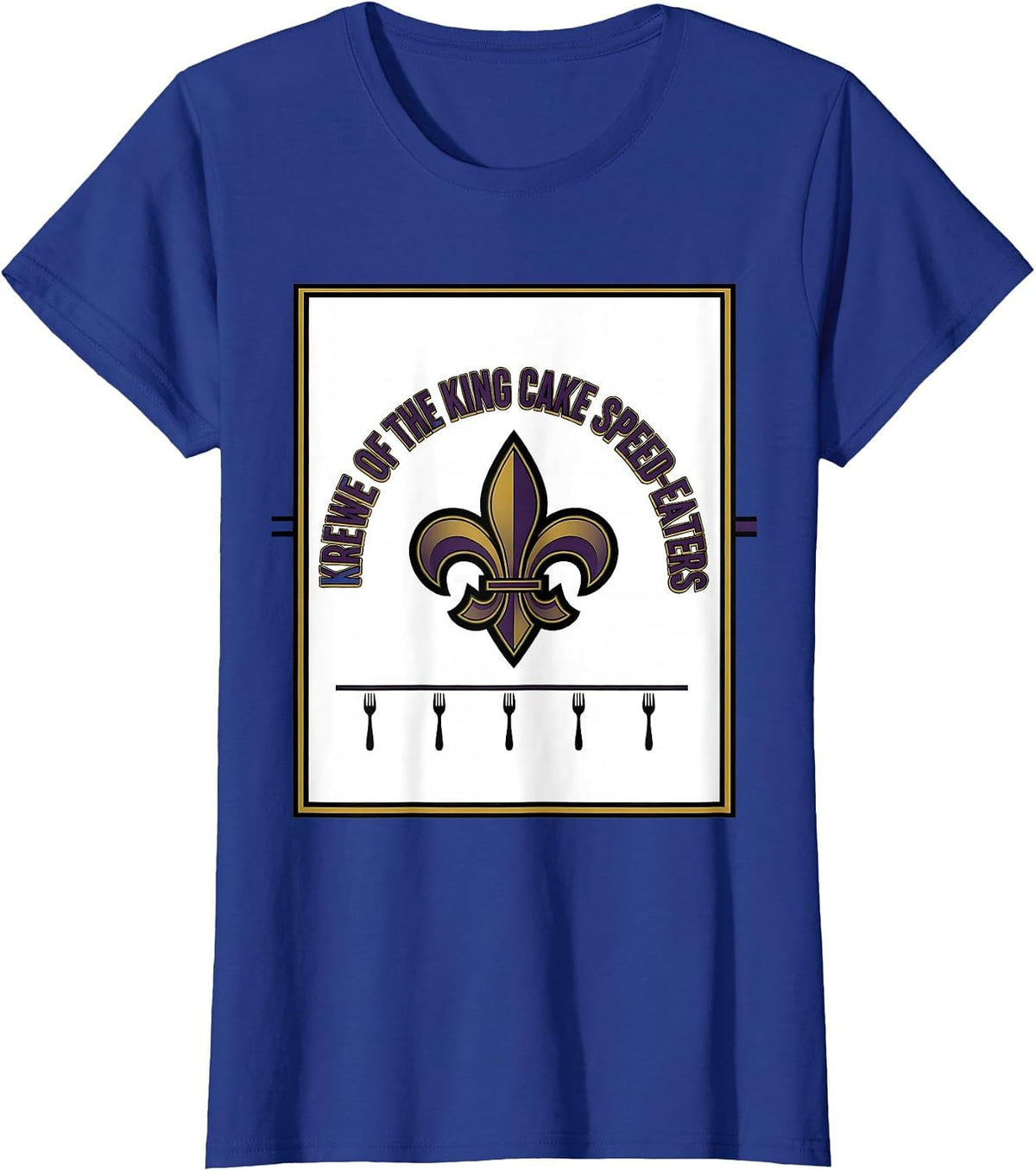 Women's Krewe Of The King Cake Speed-Eaters Sports Mardi Gras Party T-Shirt - Royal Blue