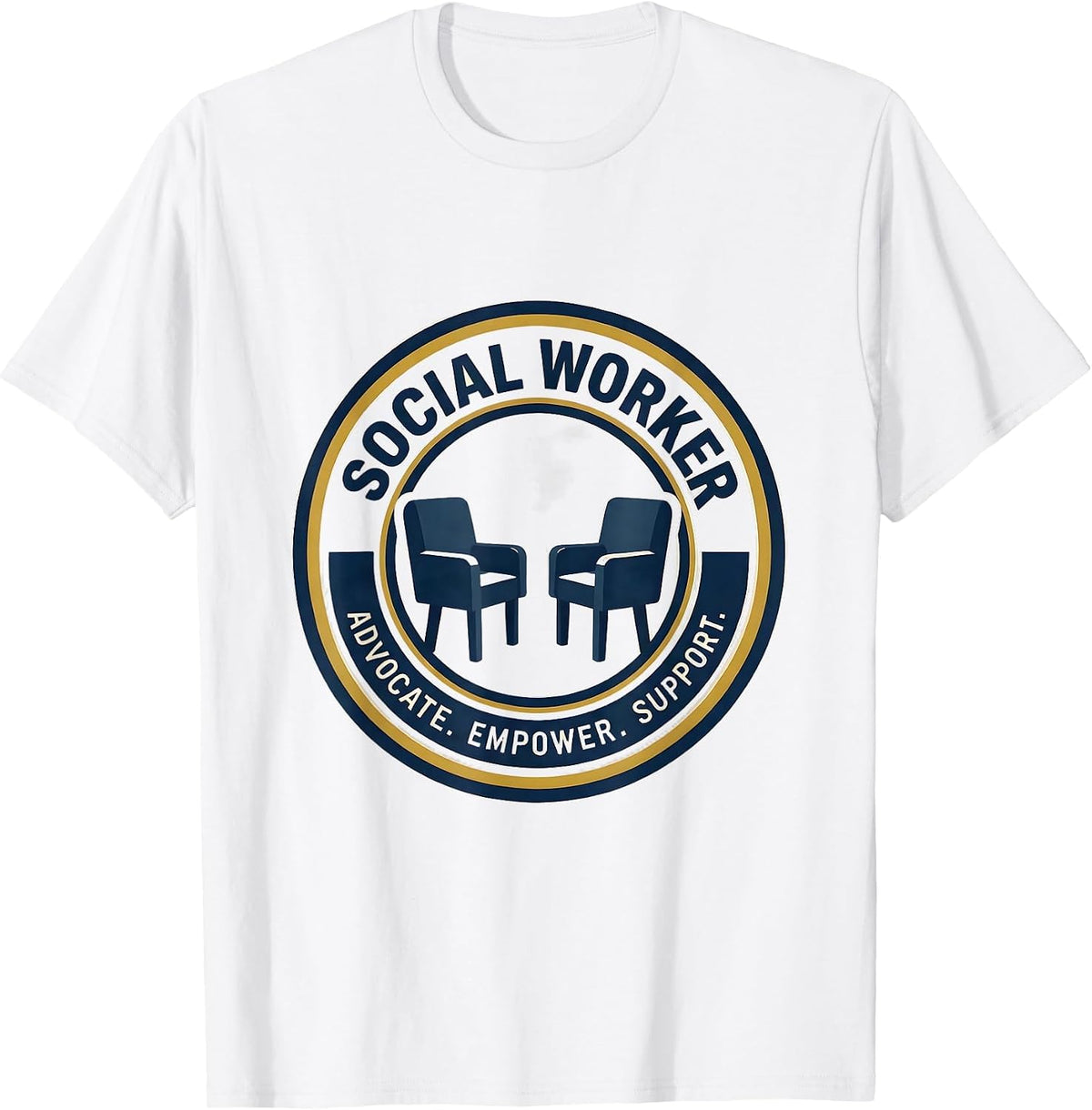 Men's SOCIAL WORKER ADVOCATE EMPOWER SUPPORT Professional T-Shirt - White