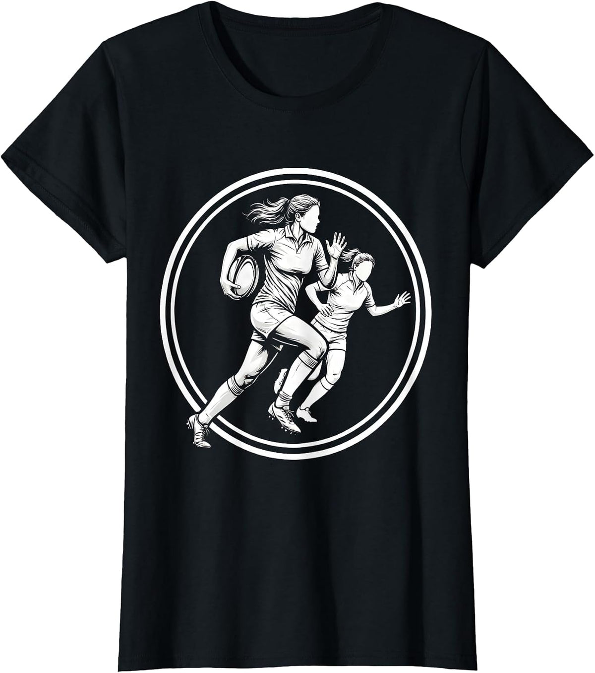 Rugby Speed Burst Graphic - Outrunning the Defense T-Shirt - Black