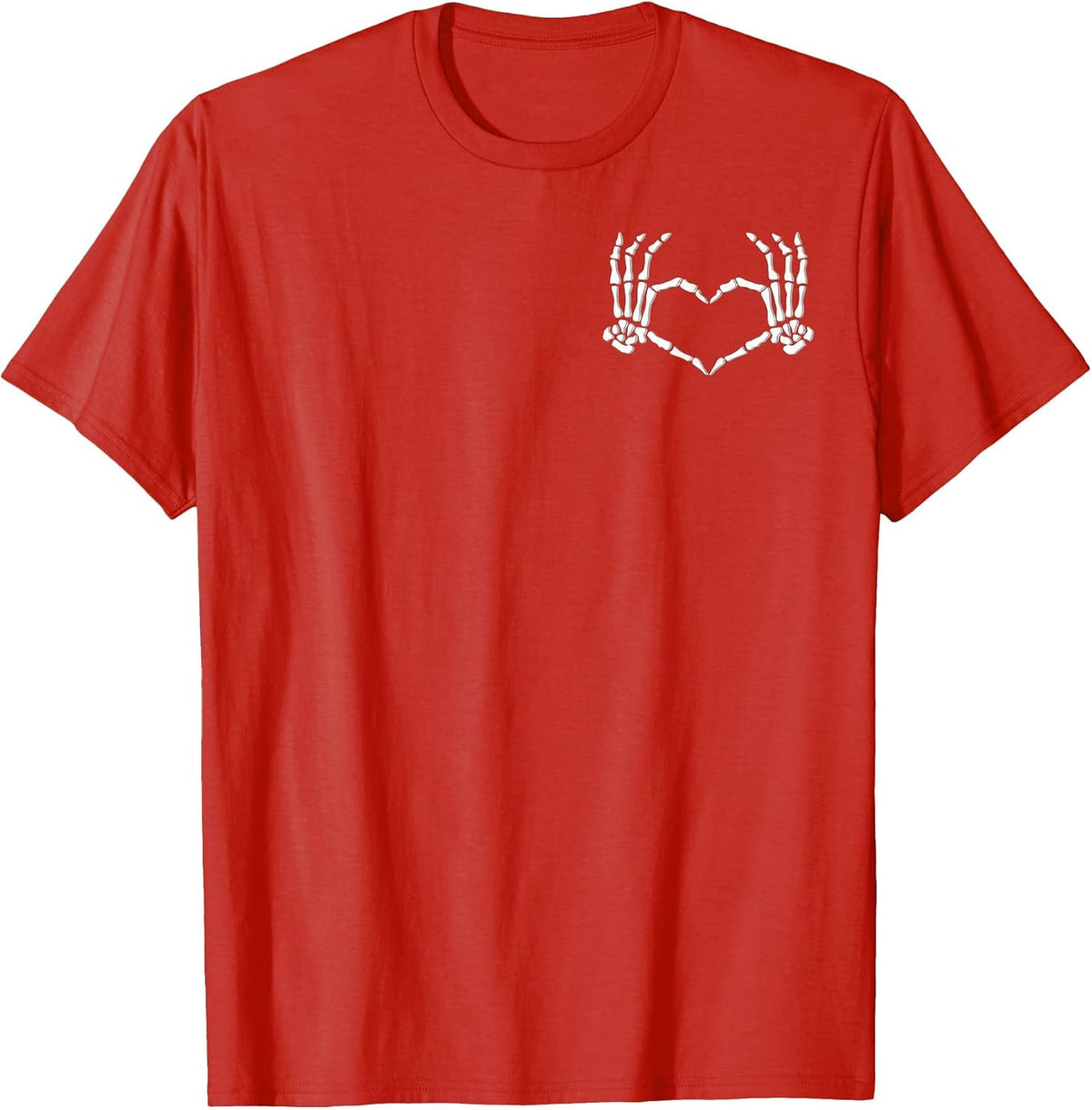 Skeleton Hands Heart Halloween Costume Men Women Girls T-Shirt - Red