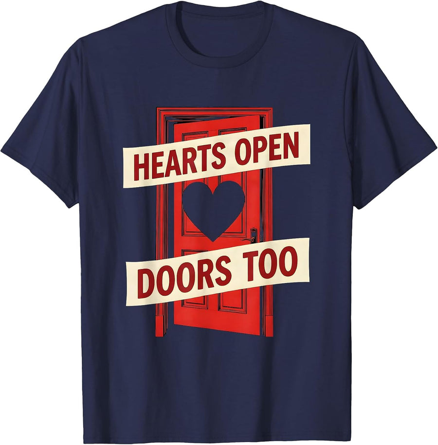 Altruismo House Hearts Open Doors Too Design T-Shirt - Navy Blue